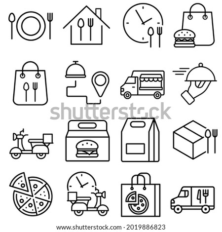 Food delivery icon vector set. Takeaway food illustration sign collection. fast food symbol or logo.