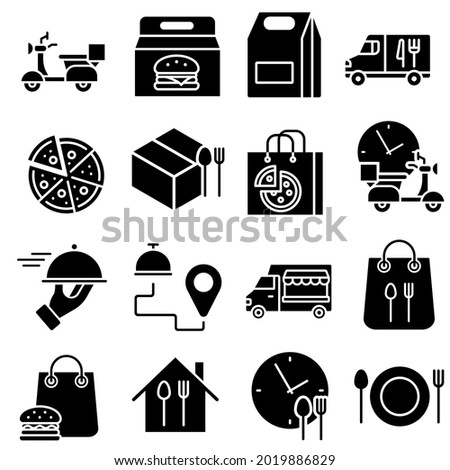 Food delivery icon vector set. Takeaway food illustration sign collection. fast food symbol or logo.