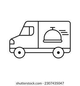 Food delivery icon vector. Takeaway food illustration sign. fast food symbol. Restaurant on wheels logo.