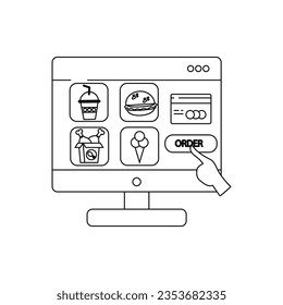 Food Delivery icons. food box, courier, fast delivery, door delivery, order food online, scooter and food scooter, express delivery, courier call and more.