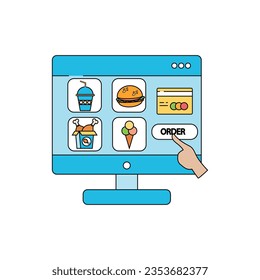 Food Delivery icons. food box, courier, fast delivery, door delivery, order food online, scooter and food scooter, express delivery, courier call and more.