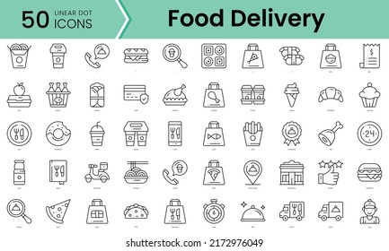 food delivery Icons bundle. Linear dot style Icons. Vector illustration