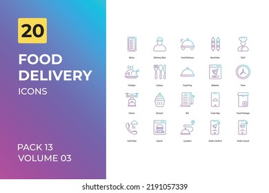 Food Delivery icons collection. Set contains such Icons as pizza delivery, delivery boy, and more