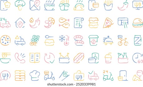 Food delivery icons High-Quality Vector Icons Collection with Editable Stroke. Ideal for Professional and Creative Projects.