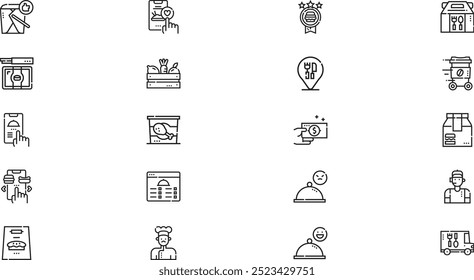 Food delivery icons High-Quality Vector Icons Collection with Editable Stroke. Ideal for Professional and Creative Projects.