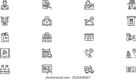 Food delivery icons High-Quality Vector Icons Collection with Editable Stroke. Ideal for Professional and Creative Projects.