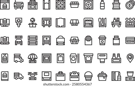 Food delivery icons High-Quality Vector Icons Collection with Editable Stroke. Ideal for Professional and Creative Projects