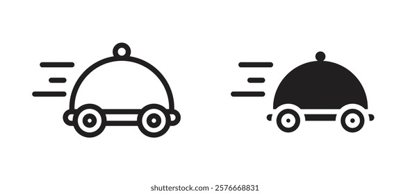 Food delivery icons in outline and stroke versions