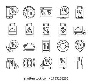 Food Delivery icons. Food Delivery Service line icon set. Vector illustration. Editable stroke.