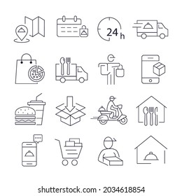 Food Delivery icons set. Food Delivery   pack symbol vector elements for infographic web