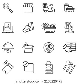 Food delivery icons set . Food delivery pack symbol vector elements for infographic web