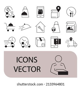 Food delivery  icons set . Food delivery pack symbol vector elements for infographic web