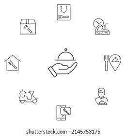 Food delivery icons set . Food delivery pack symbol vector elements for infographic web