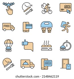 Food delivery icons set . Food delivery pack symbol vector elements for infographic web