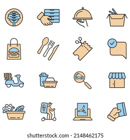 Food delivery icons set . Food delivery pack symbol vector elements for infographic web