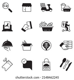 Food delivery icons set . Food delivery pack symbol vector elements for infographic web