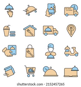 Food delivery icons set . Food delivery pack symbol vector elements for infographic web