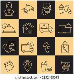 Food delivery icons set . Food delivery pack symbol vector elements for infographic web
