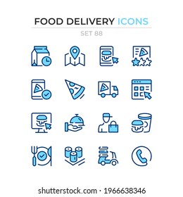 Food delivery icons. Vector line icons set. Premium quality. Simple thin line design. Modern outline symbols collection, pictograms.