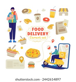 Food delivery illustration element set