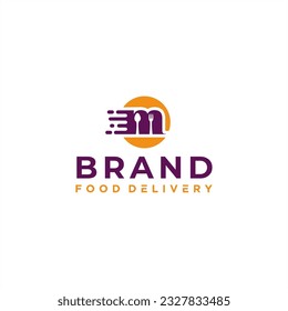 food delivery initial letter m logo design