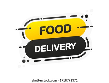 Food Delivery isolated yellow flat banner on white background. Vector illustration.