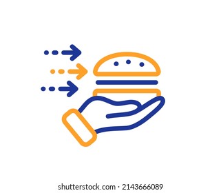 Food delivery line icon. Burger meal sign. Catering service symbol. Colorful thin line outline concept. Linear style food delivery icon. Editable stroke. Vector