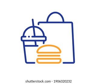Food delivery line icon. Meal order sign. Fast food symbol. Quality design element. Line style fast food icon. Editable stroke. Vector