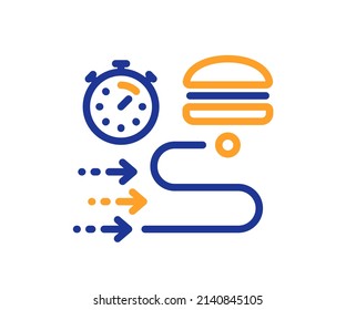Food delivery line icon. Order time sign. Catering service symbol. Colorful thin line outline concept. Linear style food delivery icon. Editable stroke. Vector