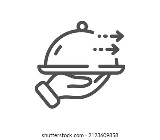 Food delivery line icon. Restaurant order sign. Catering service symbol. Quality design element. Linear style food delivery icon. Editable stroke. Vector