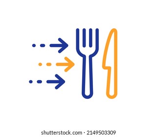 Icono de línea de entrega de alimentos. Cartel de pedido del restaurante. Símbolo del servicio de restauración. Concepto colorido del contorno de línea delgada. Icono de entrega de alimentos de estilo lineal. Trazo editable. Vector