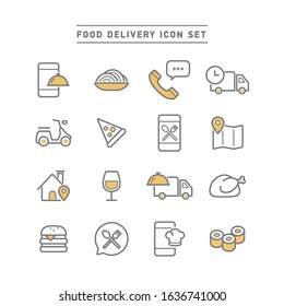 FOOD DELIVERY LINE ICON SET	