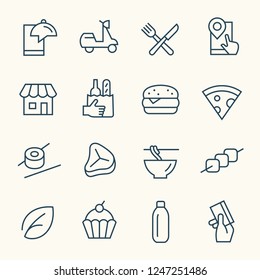 Food delivery line icons