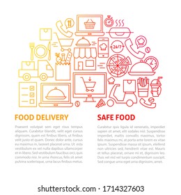 Food Delivery Line Template. Vector Illustration of Outline Design.