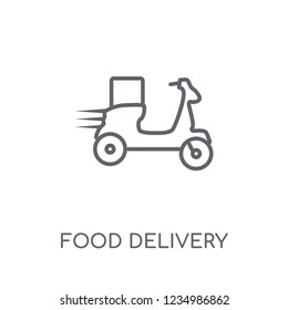 food delivery linear icon. Modern outline food delivery logo concept on white background from General collection. Suitable for use on web apps, mobile apps and print media.