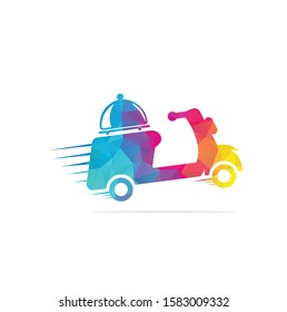 Food delivery logo design with retro scooter.
