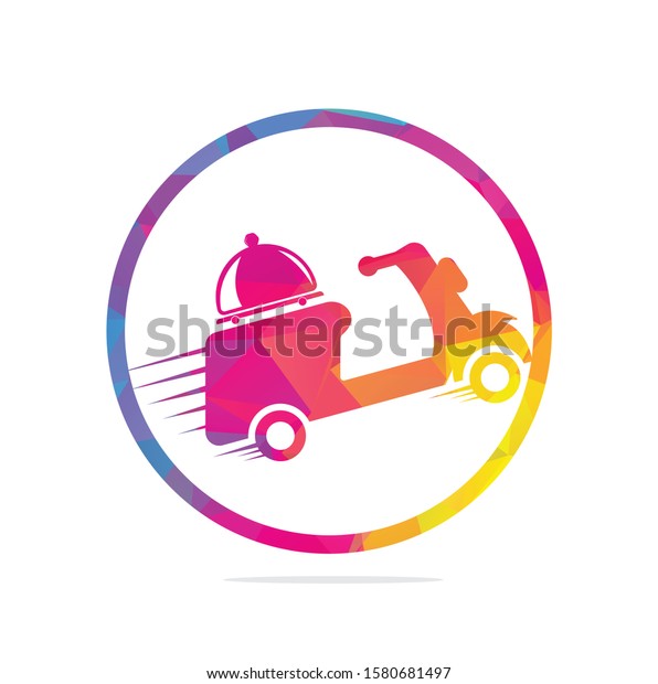 Food delivery\
logo design with retro\
scooter.\
