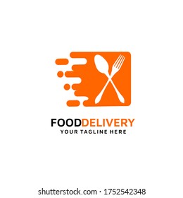 Food Delivery Logo Design Template With Fork and Spoon. Fast Food logo