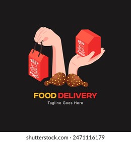 Vector de diseño de logotipo de entrega de alimentos