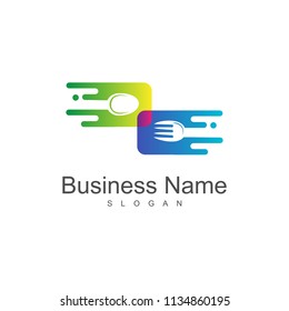 Food Delivery Logo, Fast Food Service Logo, Spoon And For Restaurant Logo