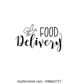 food delivery  logo. Hand drawn calligraphic font. Vector handwritten brush script.
