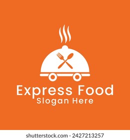 food delivery logo with spoon and fork icon vector inspiration