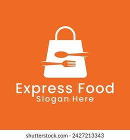 food delivery logo with spoon and fork icon vector inspiration