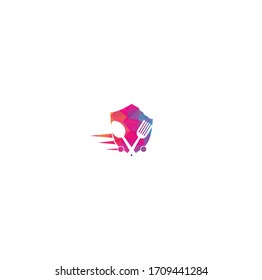 Food delivery logo template. Food logo with, spoon, knife, and fork