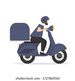 Food Delivery Man Riding Blue Scooter Stock Vector Royalty Free Shutterstock