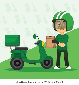 Food delivery man riding a scooter