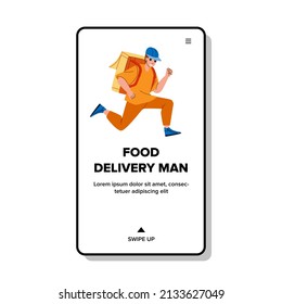 Food delivery man service. courier order. fast deliver. home express character web flat cartoon illustration