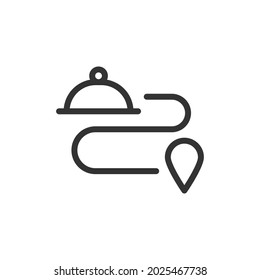 Food delivery minimal line icon. Web stroke symbol design. Food delivery sign isolated on a white background. Premium line icon.