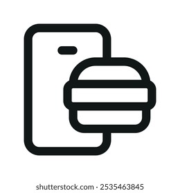 Food delivery mobile app UI icon, food app minimal line vector symbol