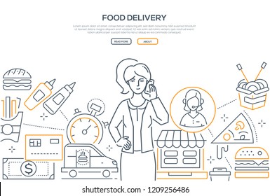 Food delivery - modern line design style banner